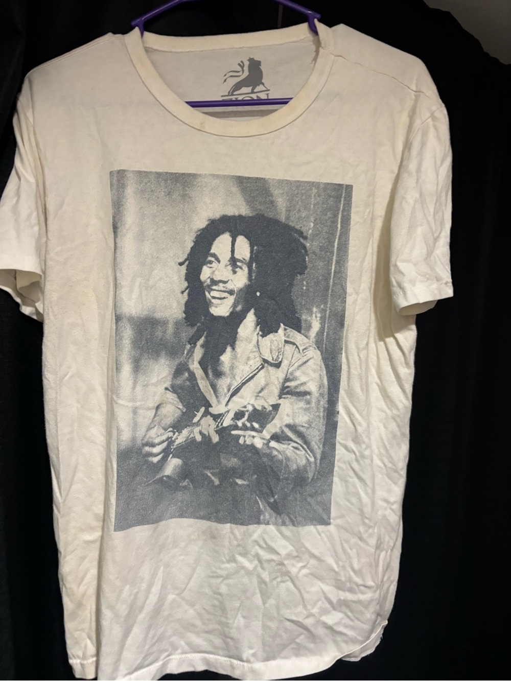 Men's Cream Graphic T-Shirt with Black Photo Print